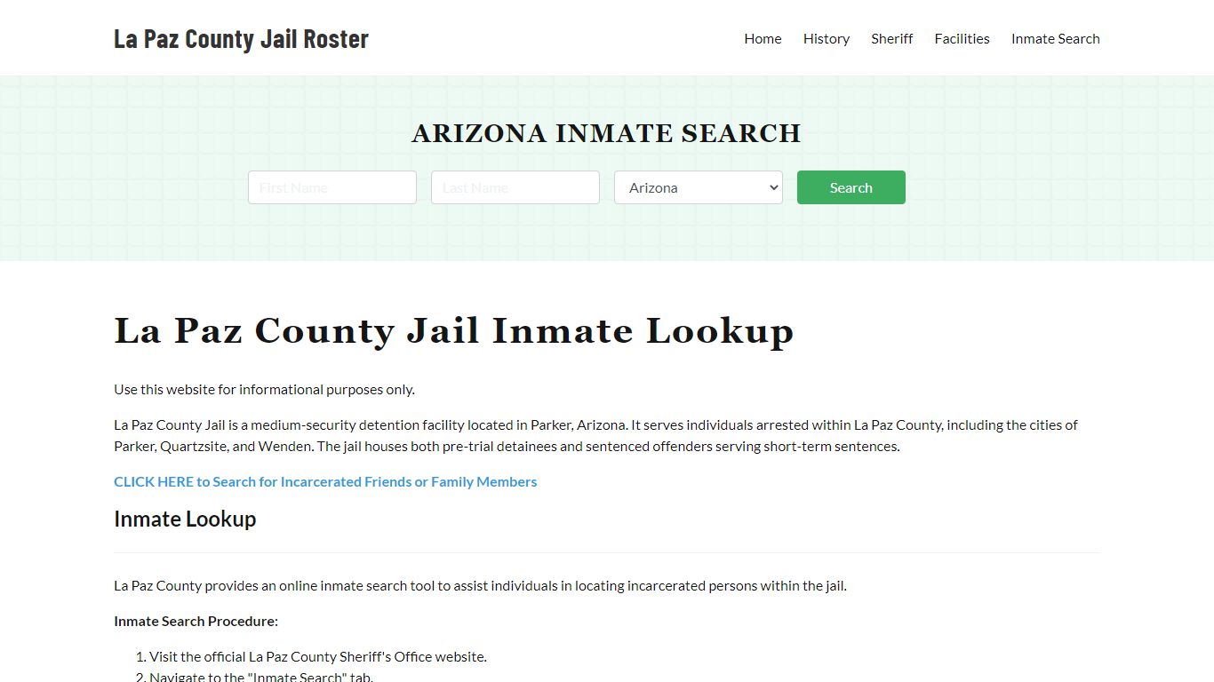 La Paz County Jail Roster Lookup, AZ, Inmate Search