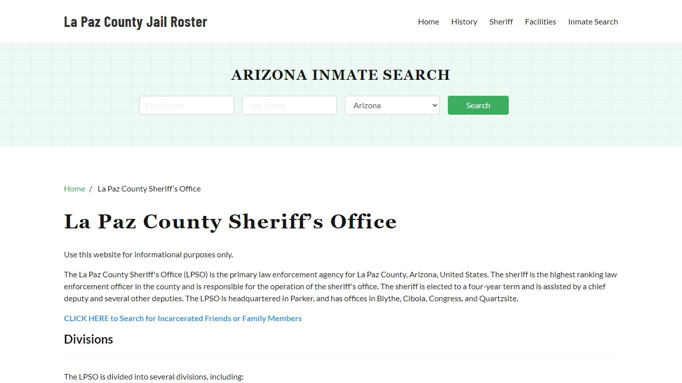 La Paz County Sheriff Office, AZ, Arrest Warrants Search