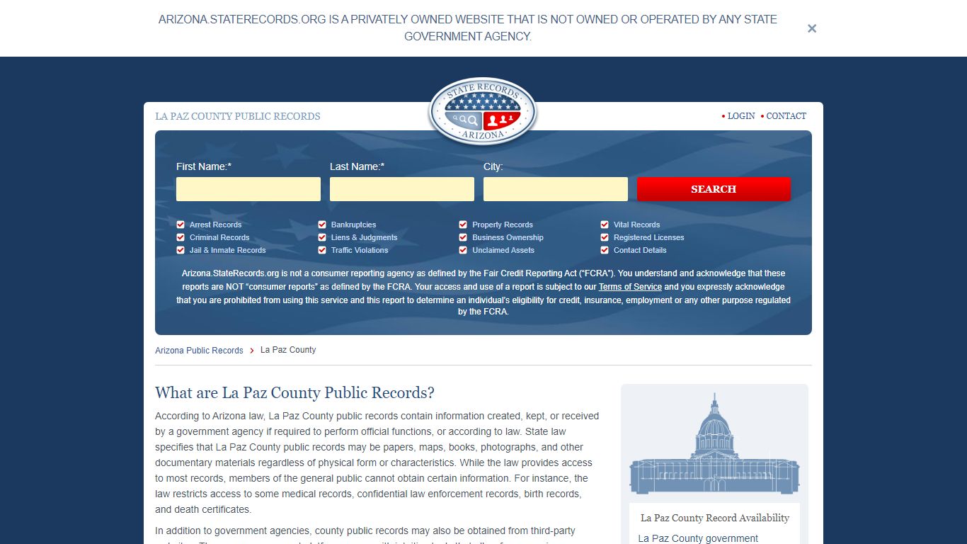 La Paz County Arrest, Court, and Public Records | StateRecords.org